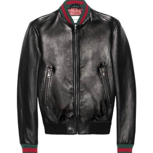 Gucci Black Leather Bomber Jacket - Picture 1 of 1
